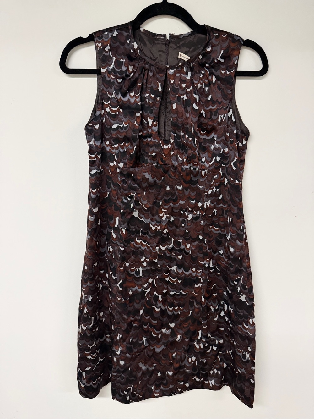 Nanette Lepore Silk Keyhole Dress Size 2 Brown Abstract Print Sleeveless
